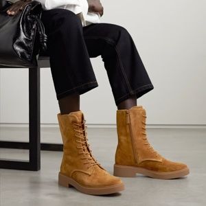 Vince Kady Lace-up Suede Boots Chestnut
